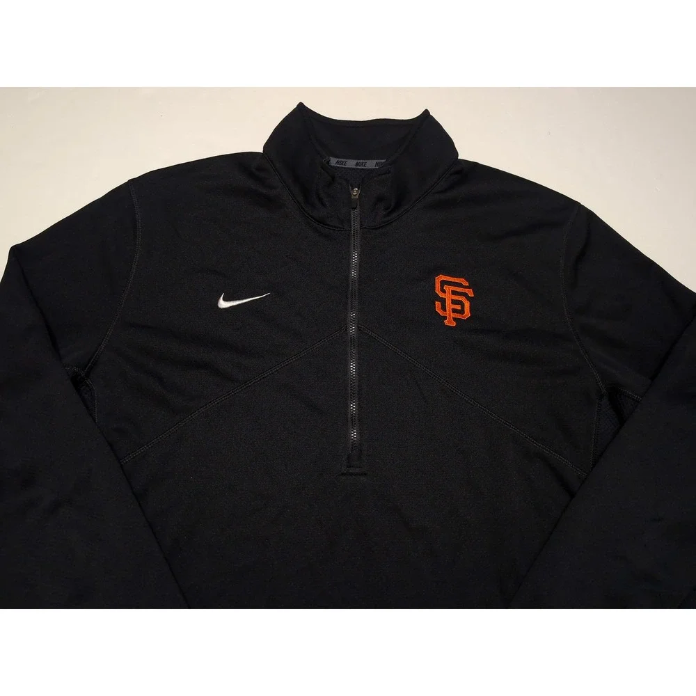 NIKE San Francisco Giants MLB 1/2 Zip Pullover Mens XL Black Jacket